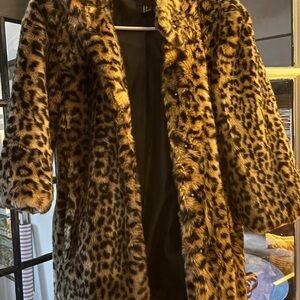 Leopard Print Faux Fur Coat